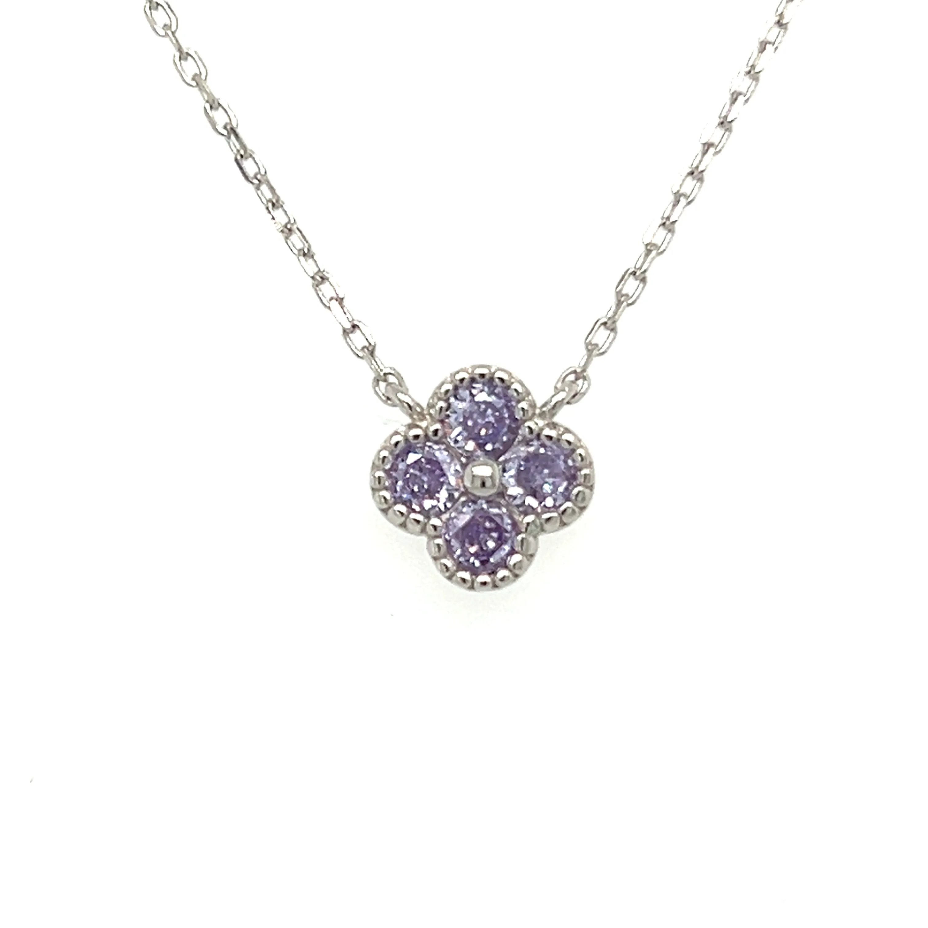 1 Station Mini Clover CZ Necklace