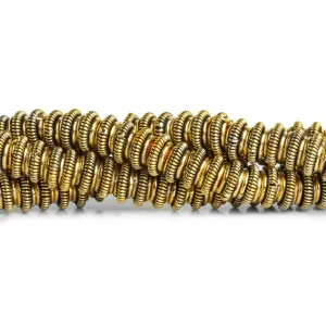 10mm Antique Gold Plated Copper Saucer Spacer 8 inch 45 beads