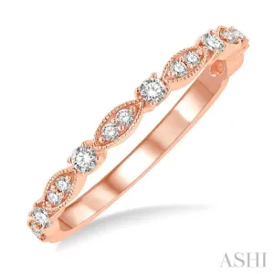 1/4 ctw Lattice Marquise and Circular Mount Round Cut Diamond Stackable Band in 14K Rose Gold