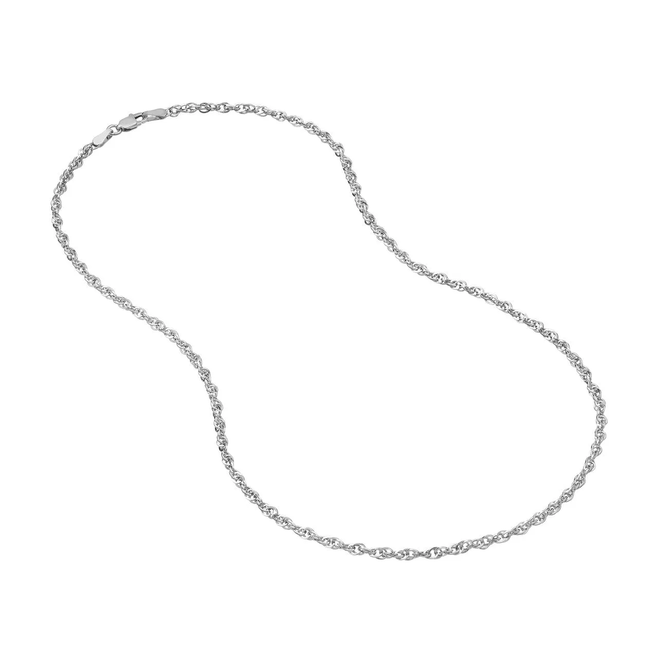 14K Gold 2.5mm Dainty Rope Chain Necklace with Lobster Lock