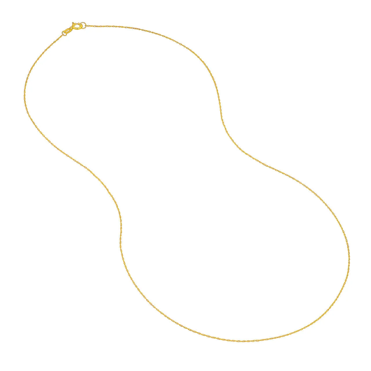 14K Yellow Gold and White Gold 0.65mm Pendant Rope Chain Necklaces with Spring Ring