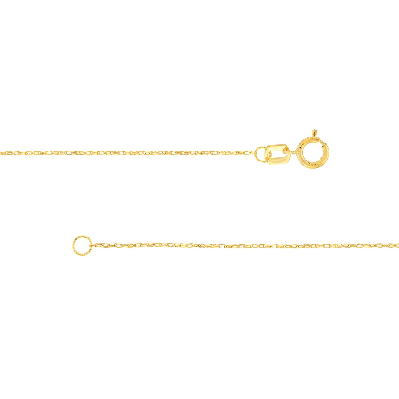 14K Yellow Gold and White Gold 0.65mm Pendant Rope Chain Necklaces with Spring Ring