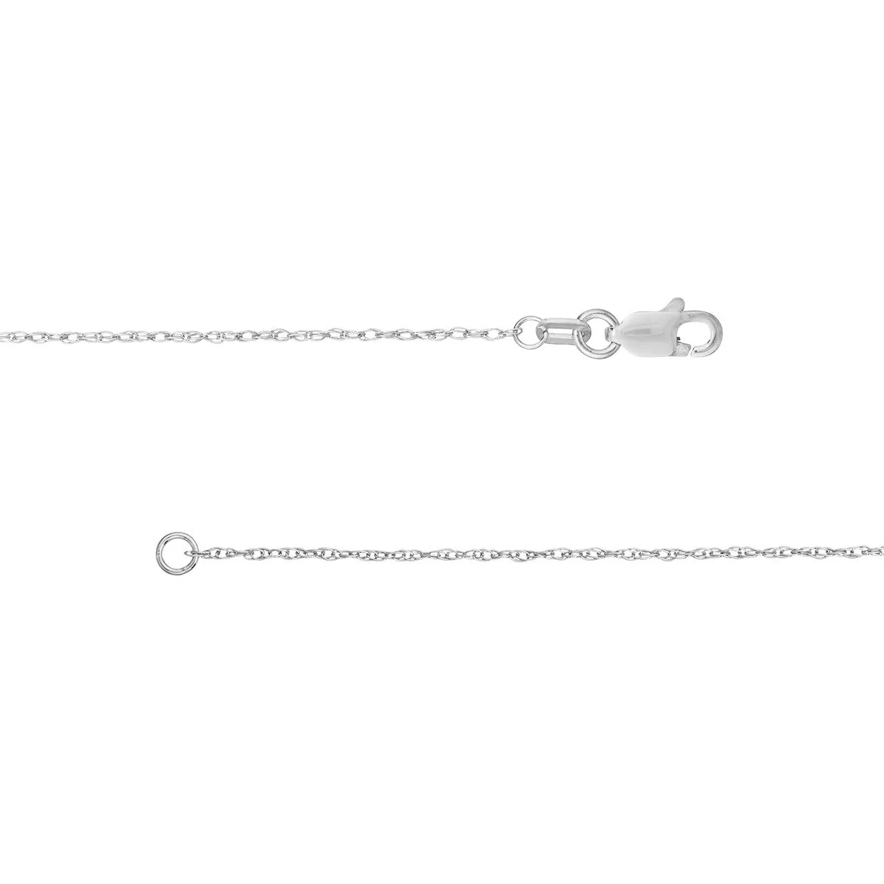 14K Yellow Gold and White Gold 0.95mm Pendant Rope Chain Necklace with Lobster Lock