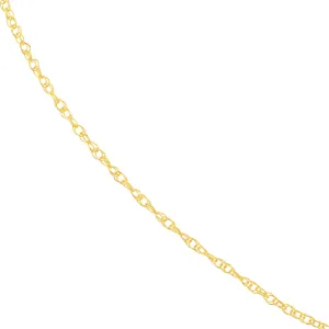 14K Yellow Gold Or White Gold 1.2mm Adjustable Pendant Rope Chain Necklace with Lobster Lock