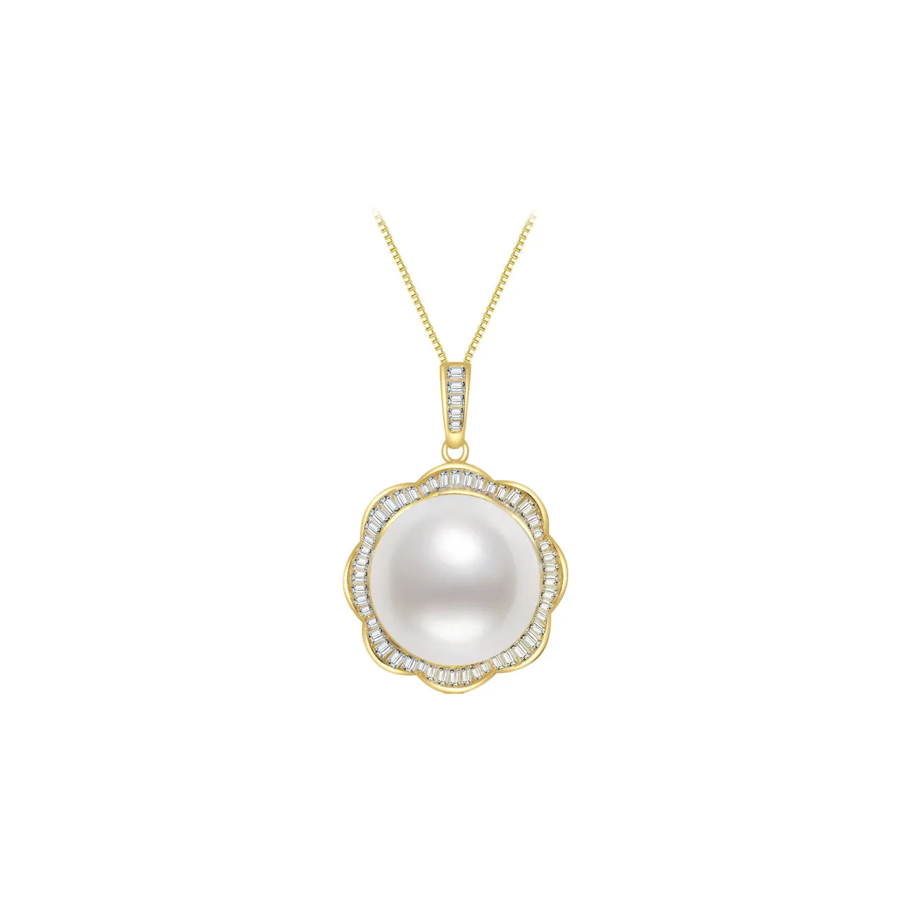 18K Solid Gold Australian White South Sea Pearl Necklace KN00033