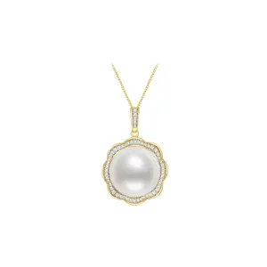 18K Solid Gold Australian White South Sea Pearl Necklace KN00033