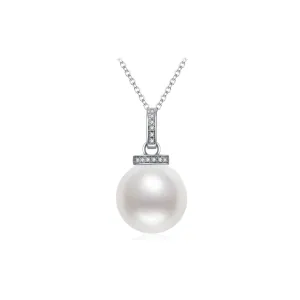 18K Solid Gold Diamond Saltwater Pearl Necklace KN00140