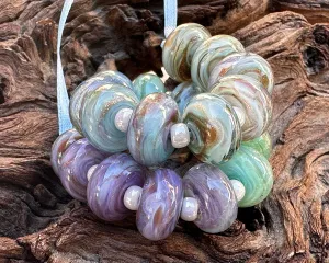 19 Tranquil Shimmer Lampwork Beads Set SRA