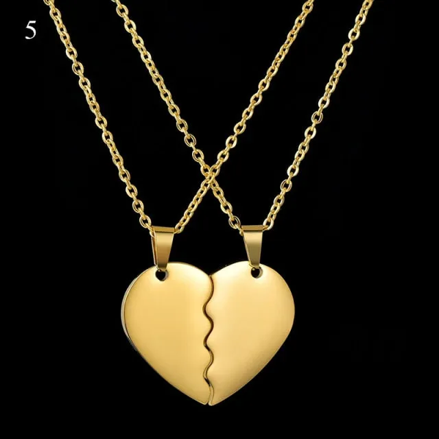 2 Piece Set Fashion Best Friend Couple Pendant Necklace Broken Heart Women Men Gift Friendship Jewelry Korea Key Locket Necklace