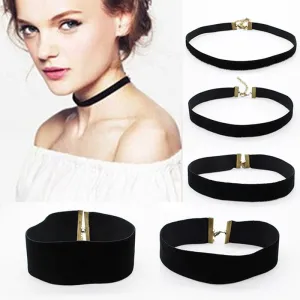 2017 Fashion Black Velvet Choker Necklace 90's plain Ribbon Gothic round Burlesque rope chain Statement Jewelry Retro for Women