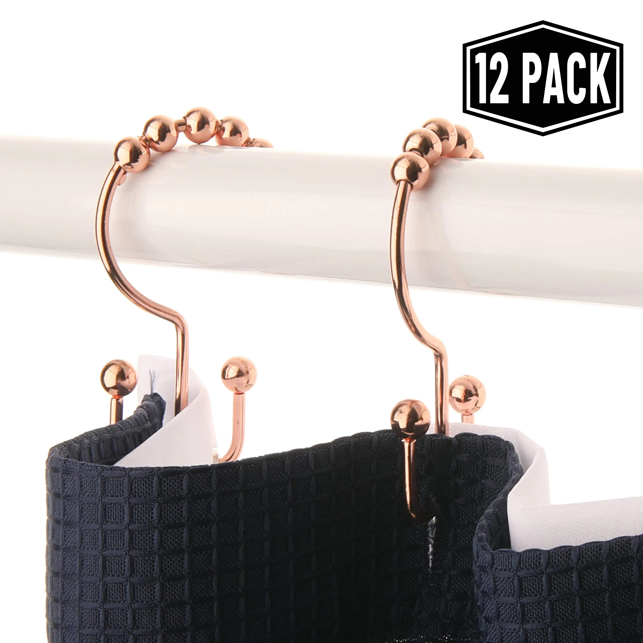 2lbDepot Copper Shower Curtain Hooks Rings, Premium Rust-Resistant Stainless Steel Metal