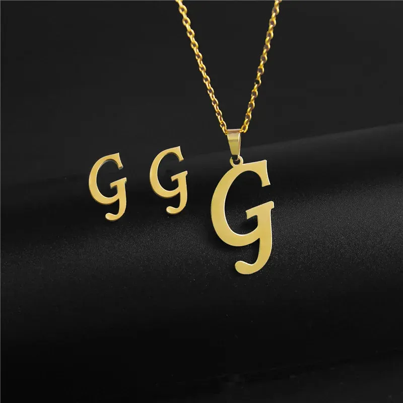 3 Pc Initial Necklace Set