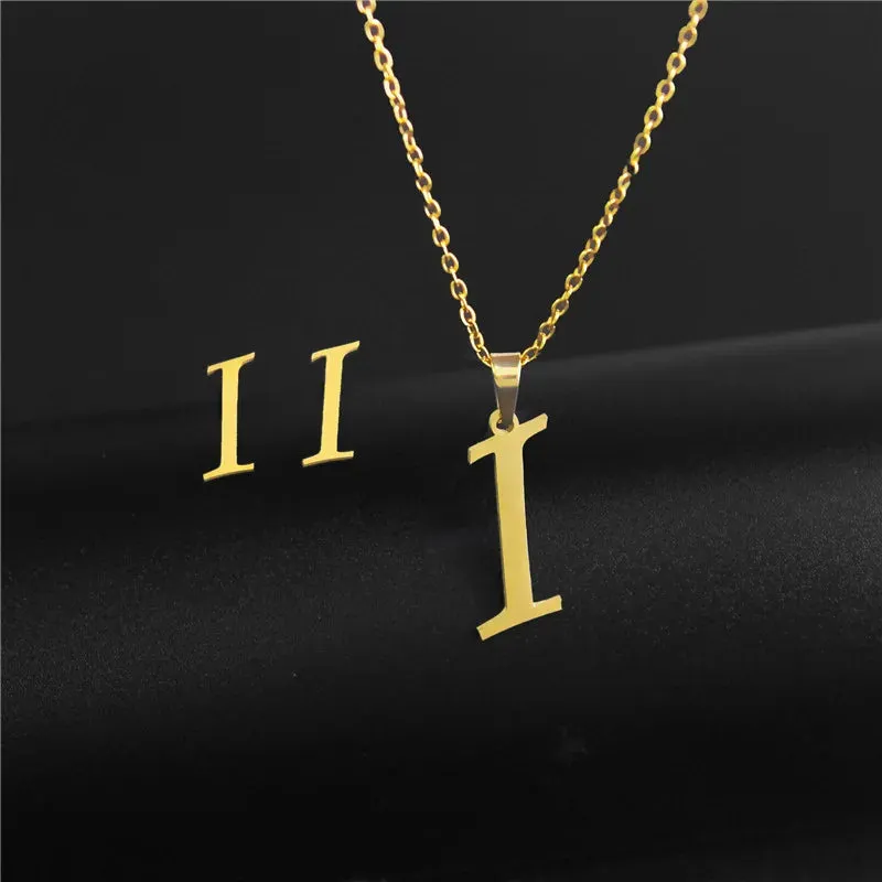 3 Pc Initial Necklace Set