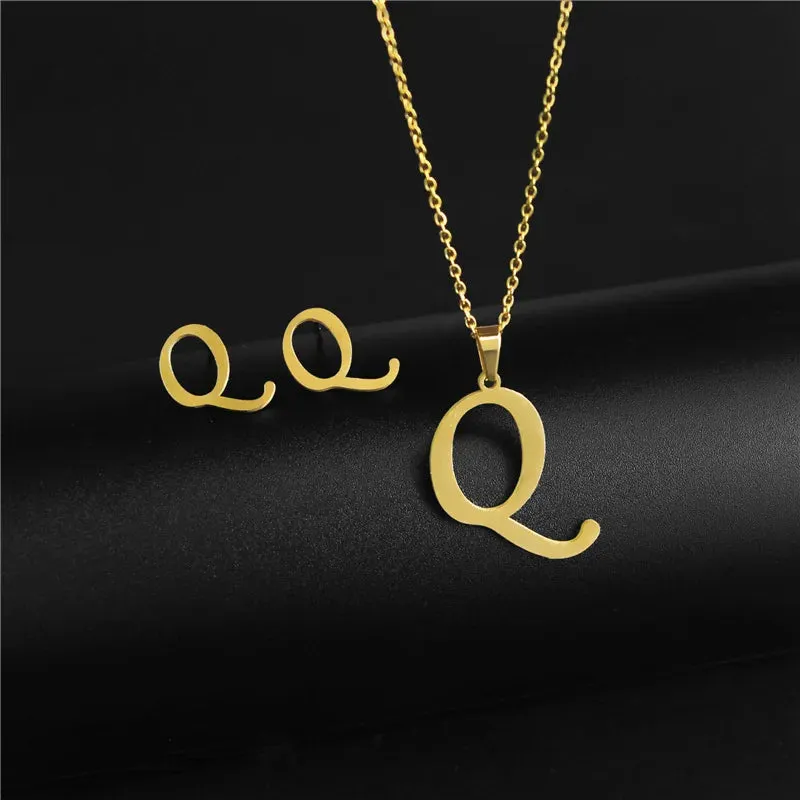 3 Pc Initial Necklace Set