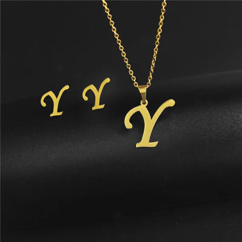 3 Pc Initial Necklace Set