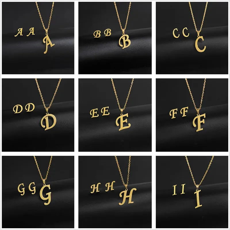 3 Pc Initial Necklace Set