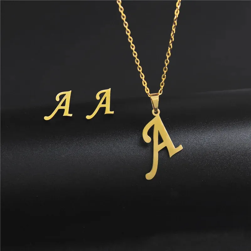 3 Pc Initial Necklace Set