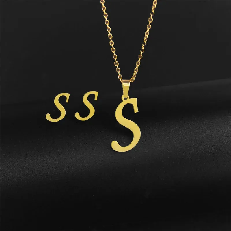 3 Pc Initial Necklace Set