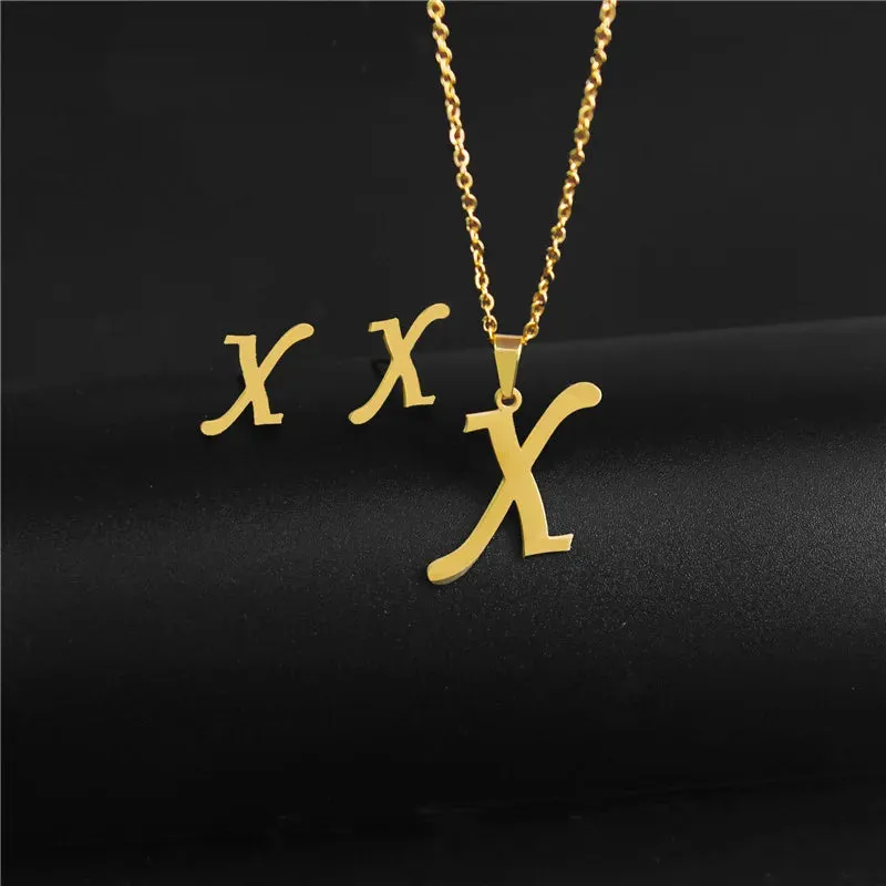 3 Pc Initial Necklace Set