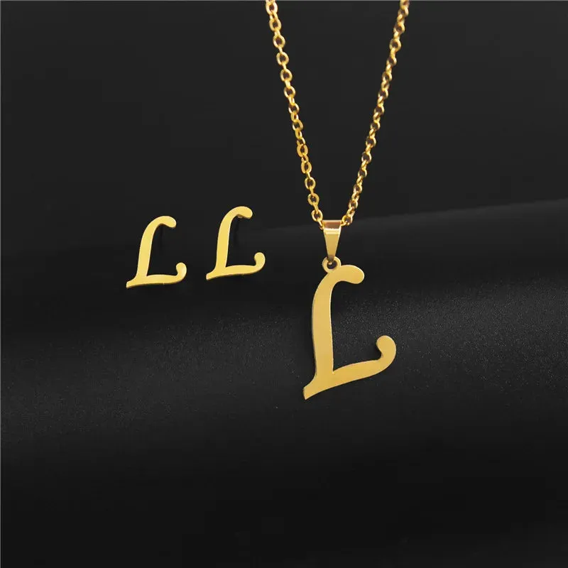 3 Pc Initial Necklace Set