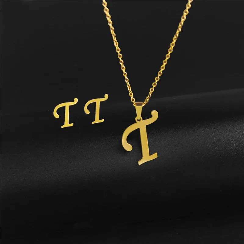 3 Pc Initial Necklace Set