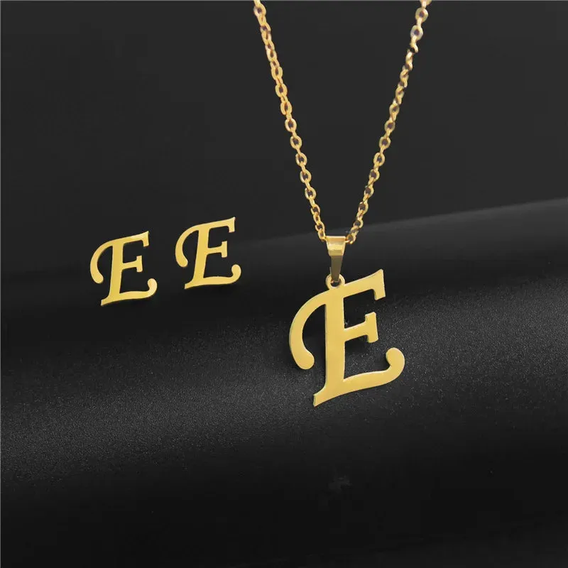 3 Pc Initial Necklace Set