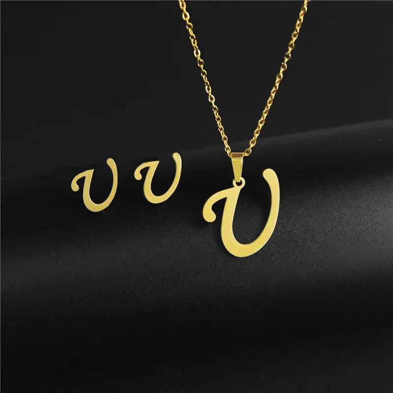 3 Pc Initial Necklace Set