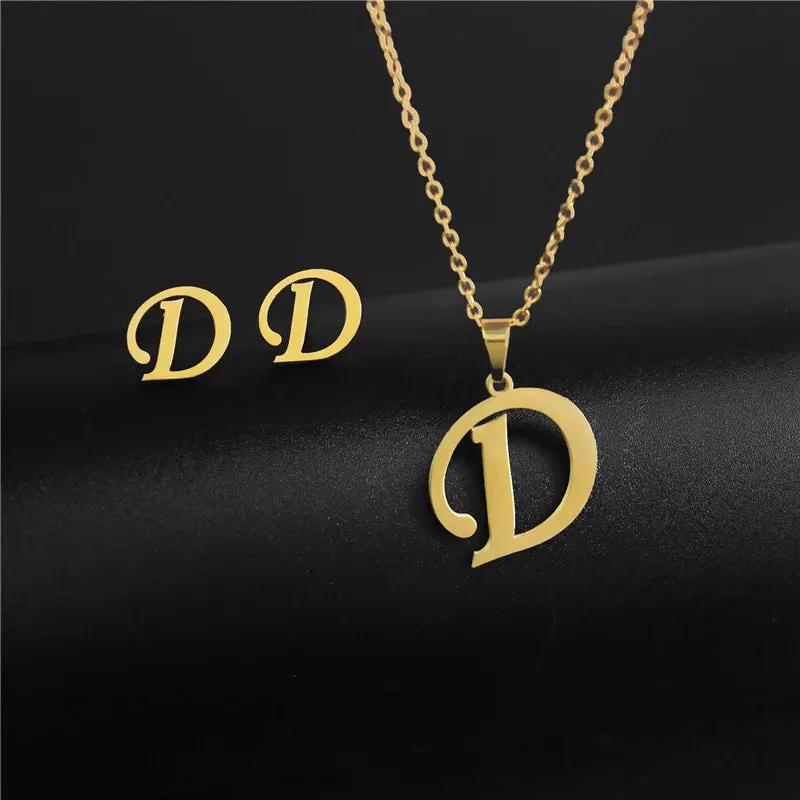 3 Pc Initial Necklace Set