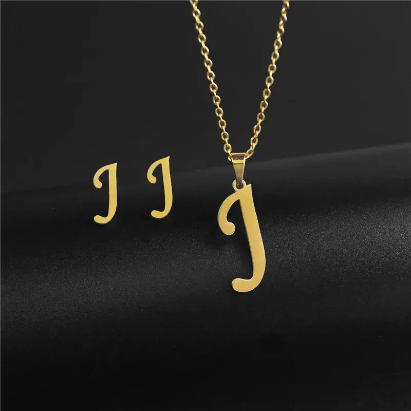 3 Pc Initial Necklace Set