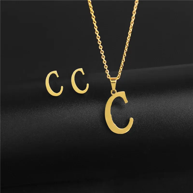 3 Pc Initial Necklace Set