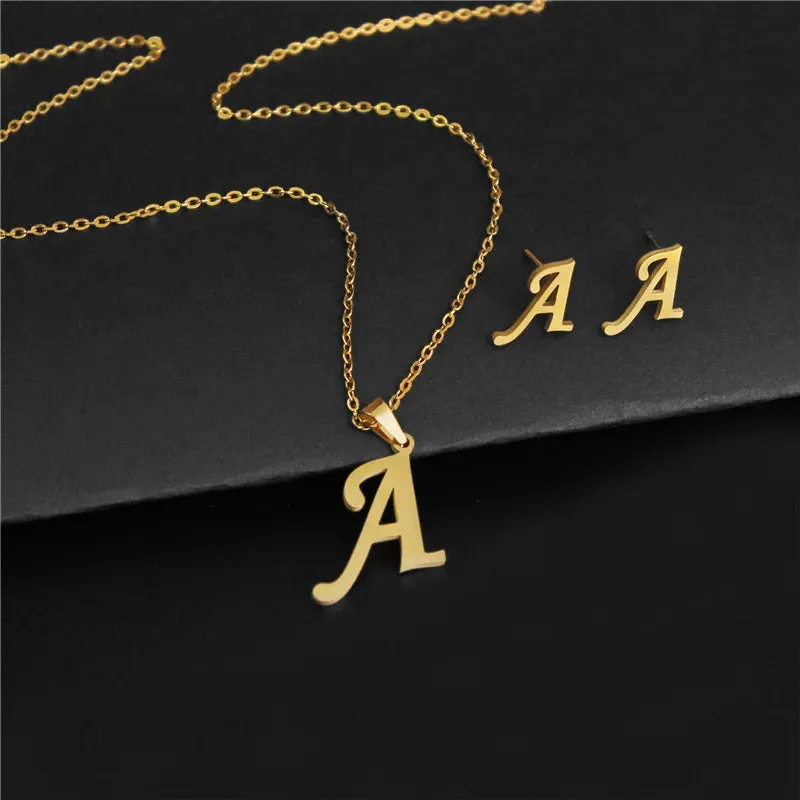 3 Pc Initial Necklace Set