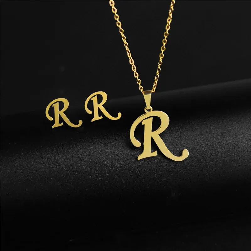 3 Pc Initial Necklace Set