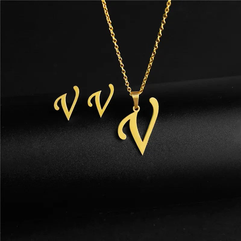 3 Pc Initial Necklace Set