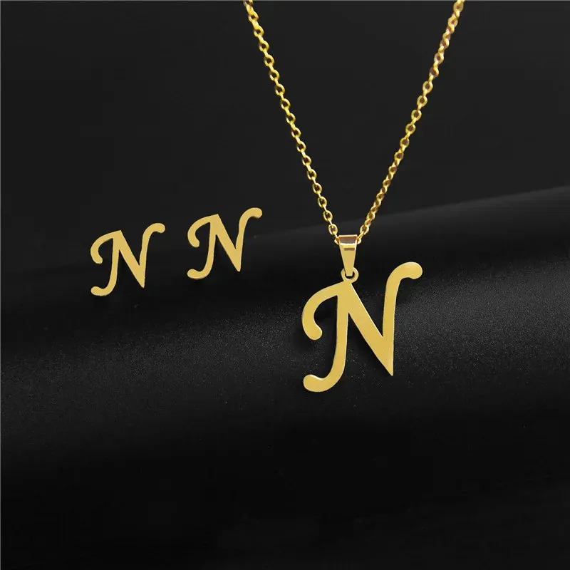 3 Pc Initial Necklace Set