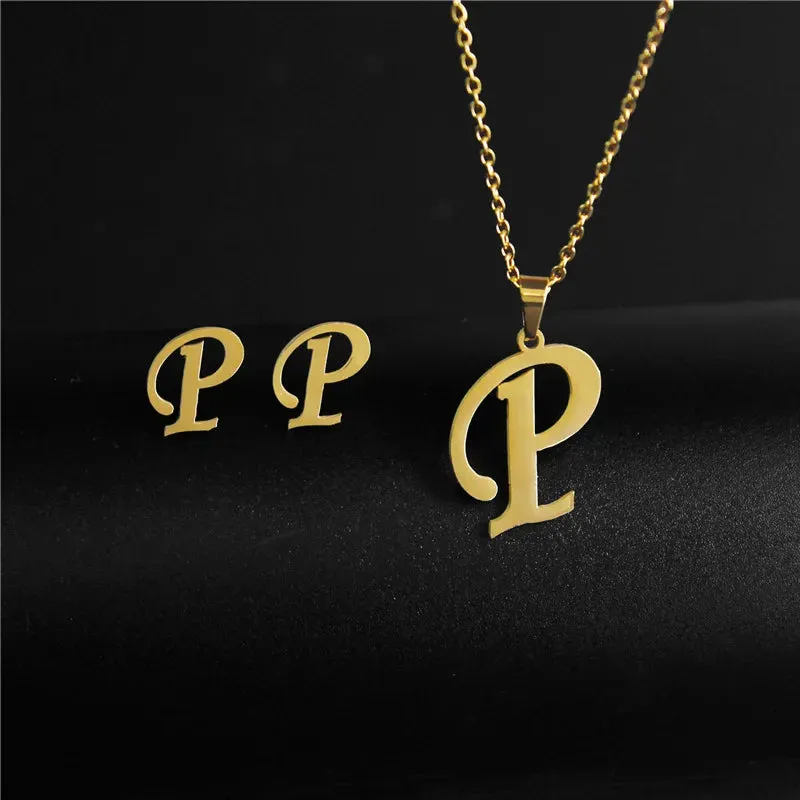 3 Pc Initial Necklace Set