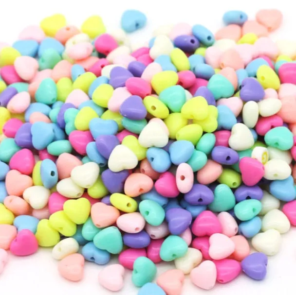 500 Grams Colorful Heart Beads For Jewelry Making Kids Candy Bubblegum Beads Bracelet Making Spacer Beads Jewelry Supplies Jewelry Finding