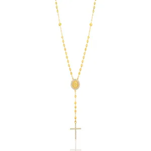 9ct Yellow Gold Rosary Beads with Zirconia Chain