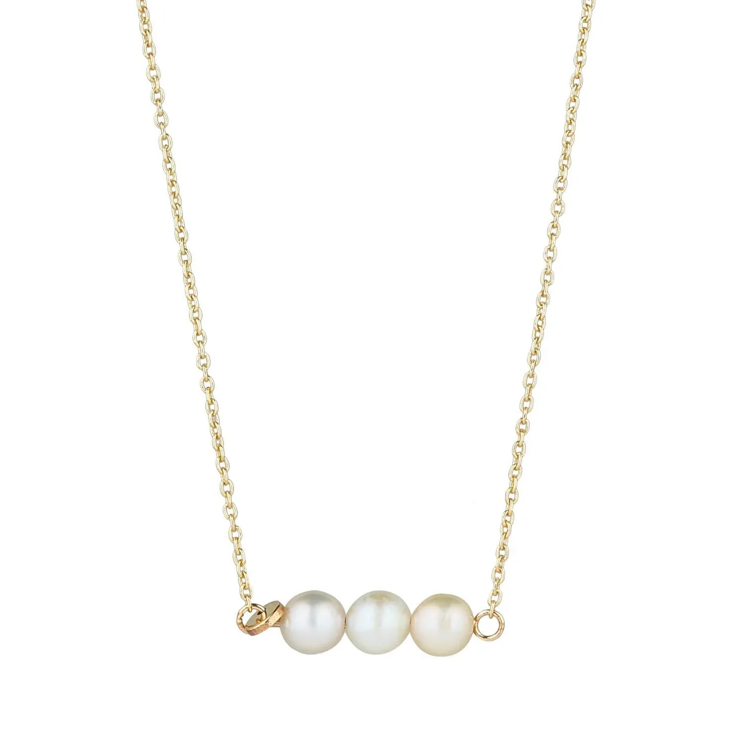 9kt Gold Pearl Row Pendant Necklace