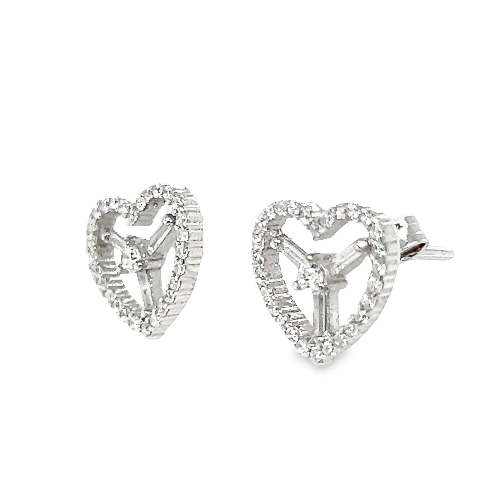 A779 Heart with CZ Post Earrings