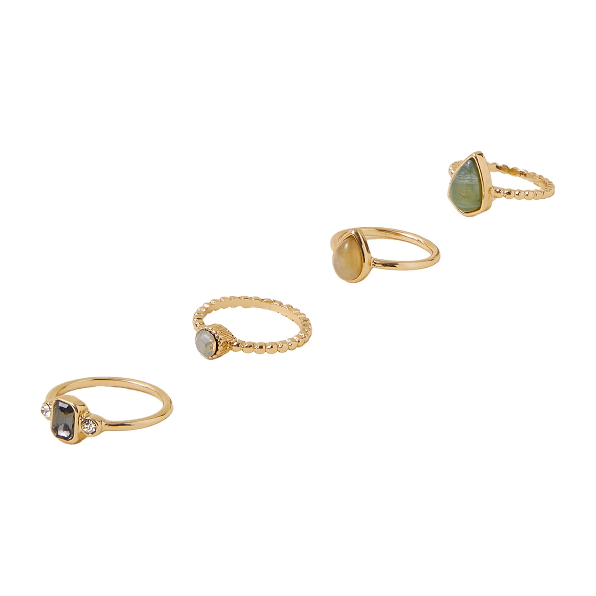 Accessorize London Women Multi Mixed Stone Rings Set of 4-Medium