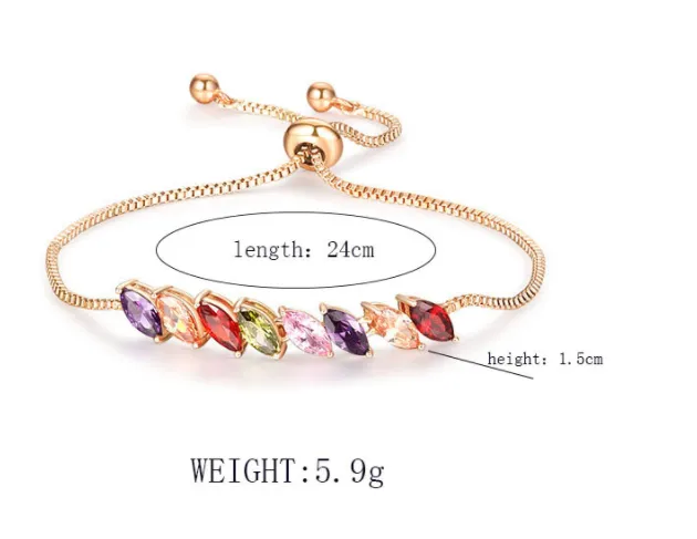 Adjustable European And American Colorful Diamond Zircon Bracelet Crystal Bracelet Lady