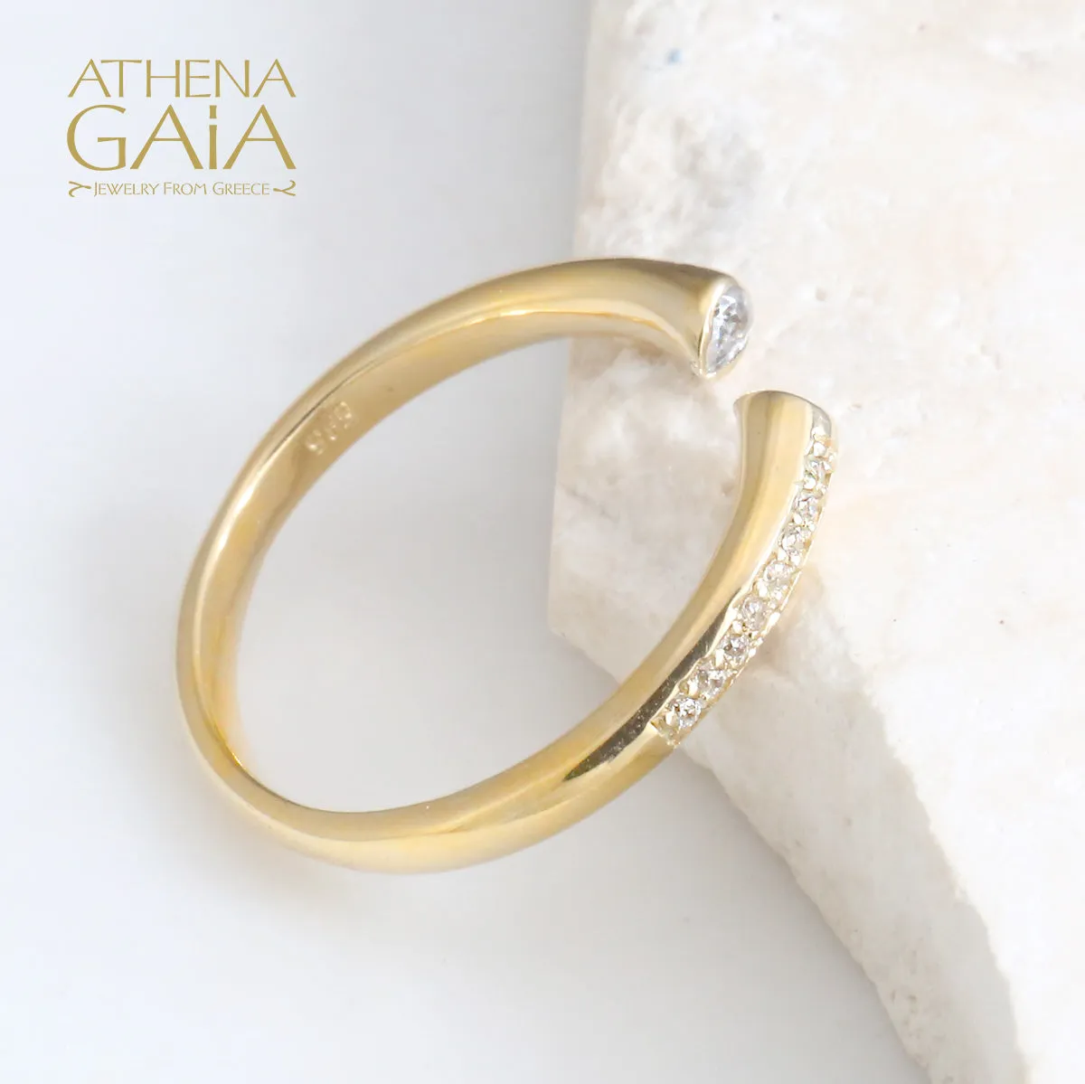 Al'Oro Open Face Modern Teardrop Ring