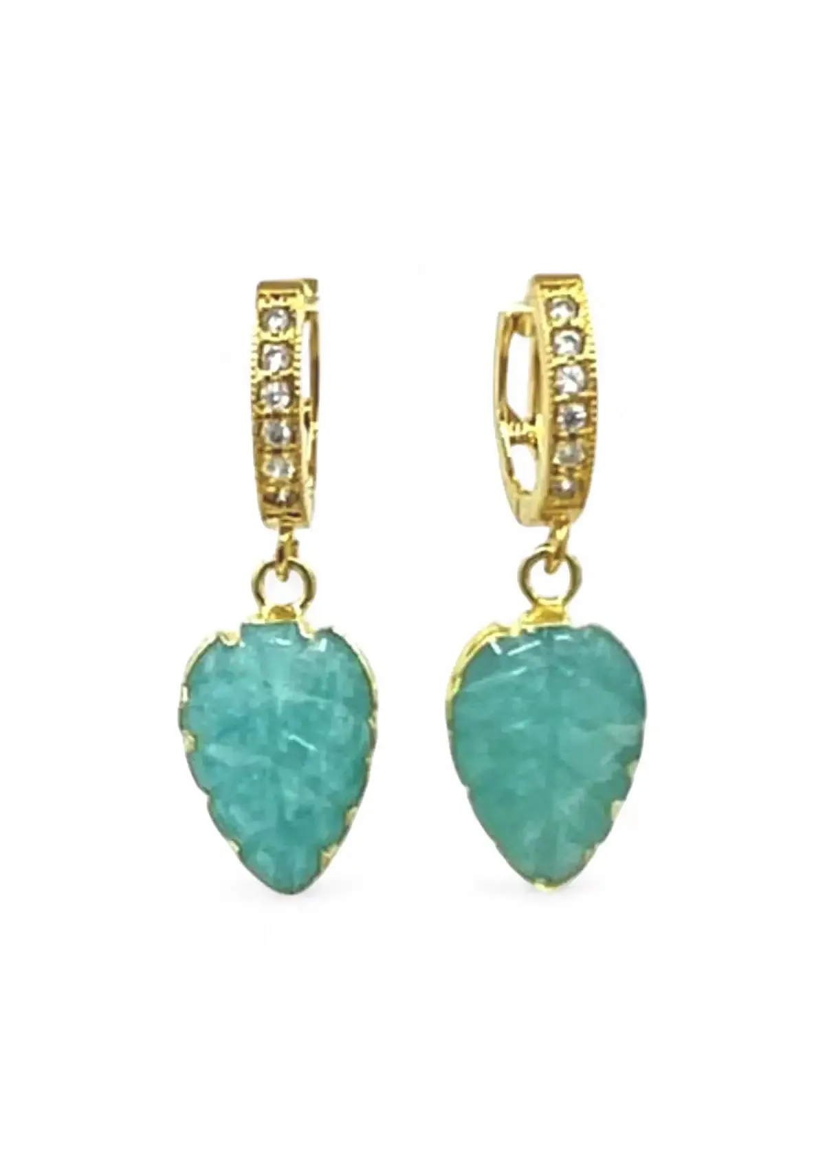 Amazonite Stone Gold Hoop Earring