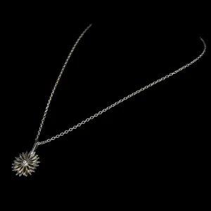 American Metaphor 18k Gold and Diamond Necklace W/Floral Pendant