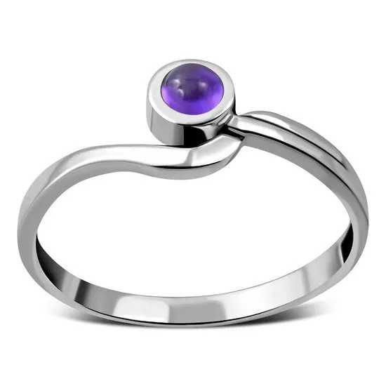 Amethyst Stone Silver Band Ring