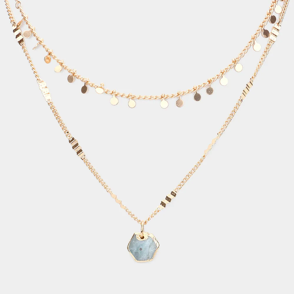 Andara Layered Natural Stone Necklace - 3 stone colors