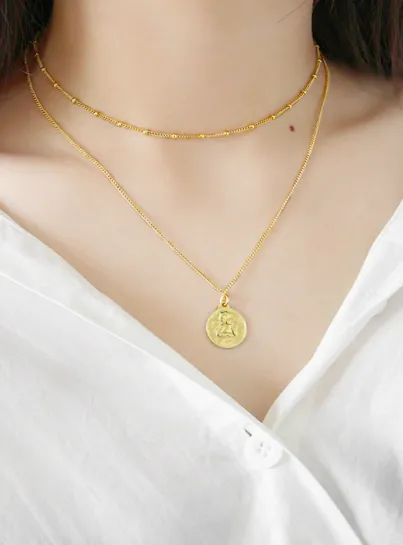 Angel Coin Necklace 18k Gold Plated 925 Sterling Silver Hypoallergenic Women's Jewelry