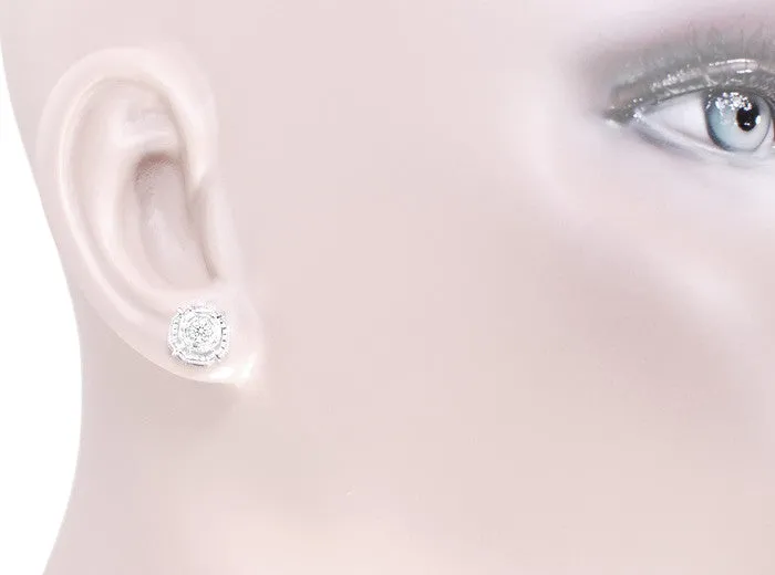 Art Deco Diamond Stud Earrings in Platinum