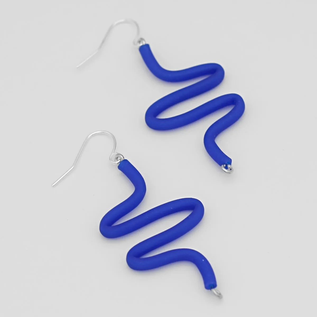 Artistic Rubber Tubing Naya Earrings Blue