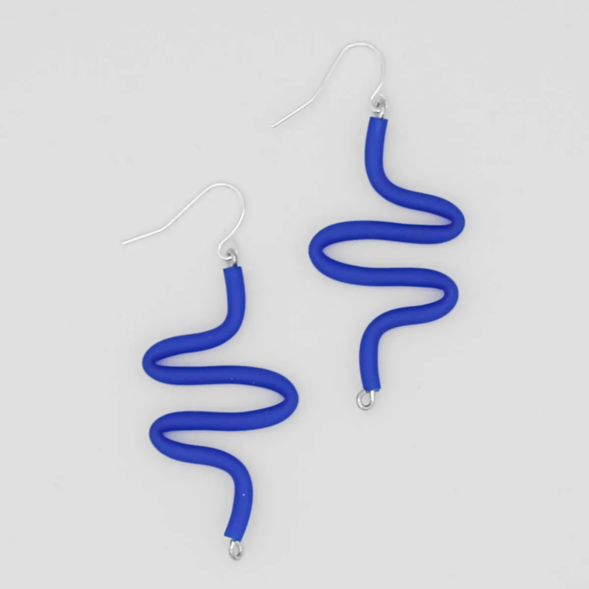 Artistic Rubber Tubing Naya Earrings Blue